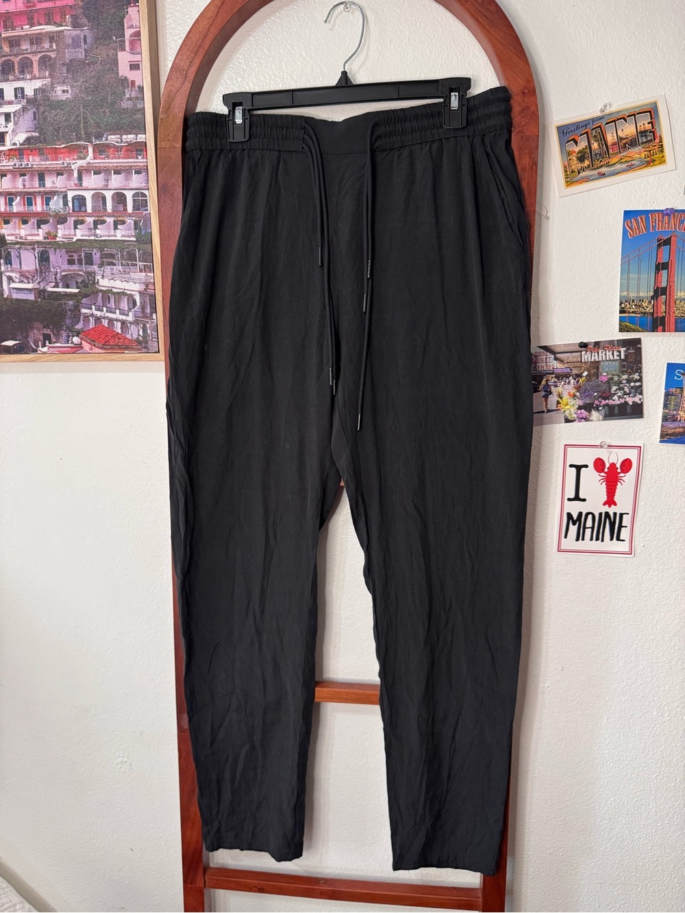 Alexander Wang T Silk Black Pull On Elastic Waist Pants